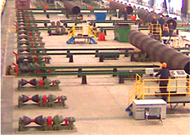 我公司主设计的国内首条螺旋钢管预精焊生产线投产